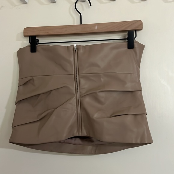 Daxton Faux Leather Top in Beige Neutral - Picture 3 of 4